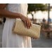Evening Bag - Braided Straw Like w/ Metal Frame - Beige - BG-92071BEI